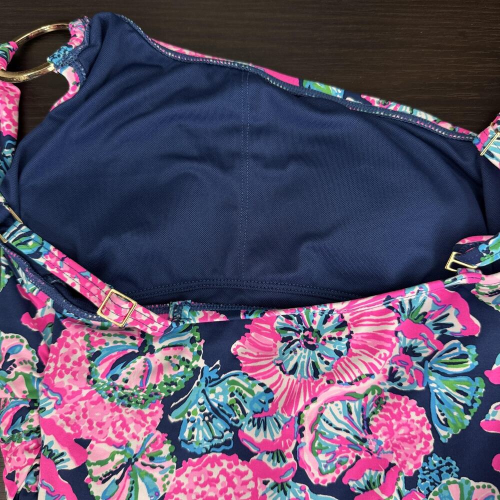 ON HOLD Lilly Pulitzer Leola Swimsuit Womens 4 One Piece Oyster Bay Navy Shroom - Picture 7 of 8